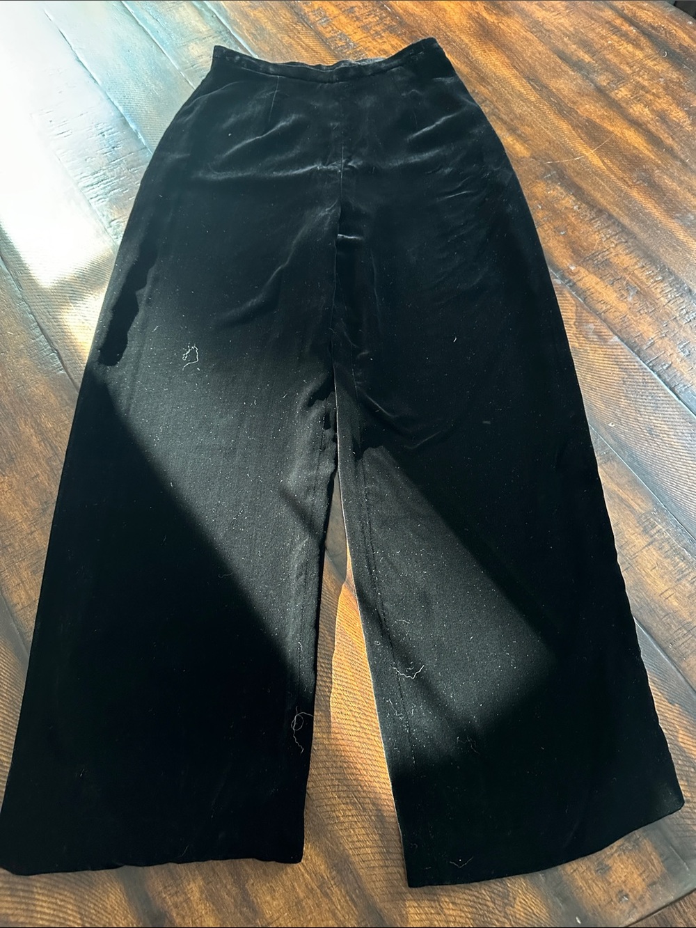 Vintage Black Velvet Wide-Leg Pants